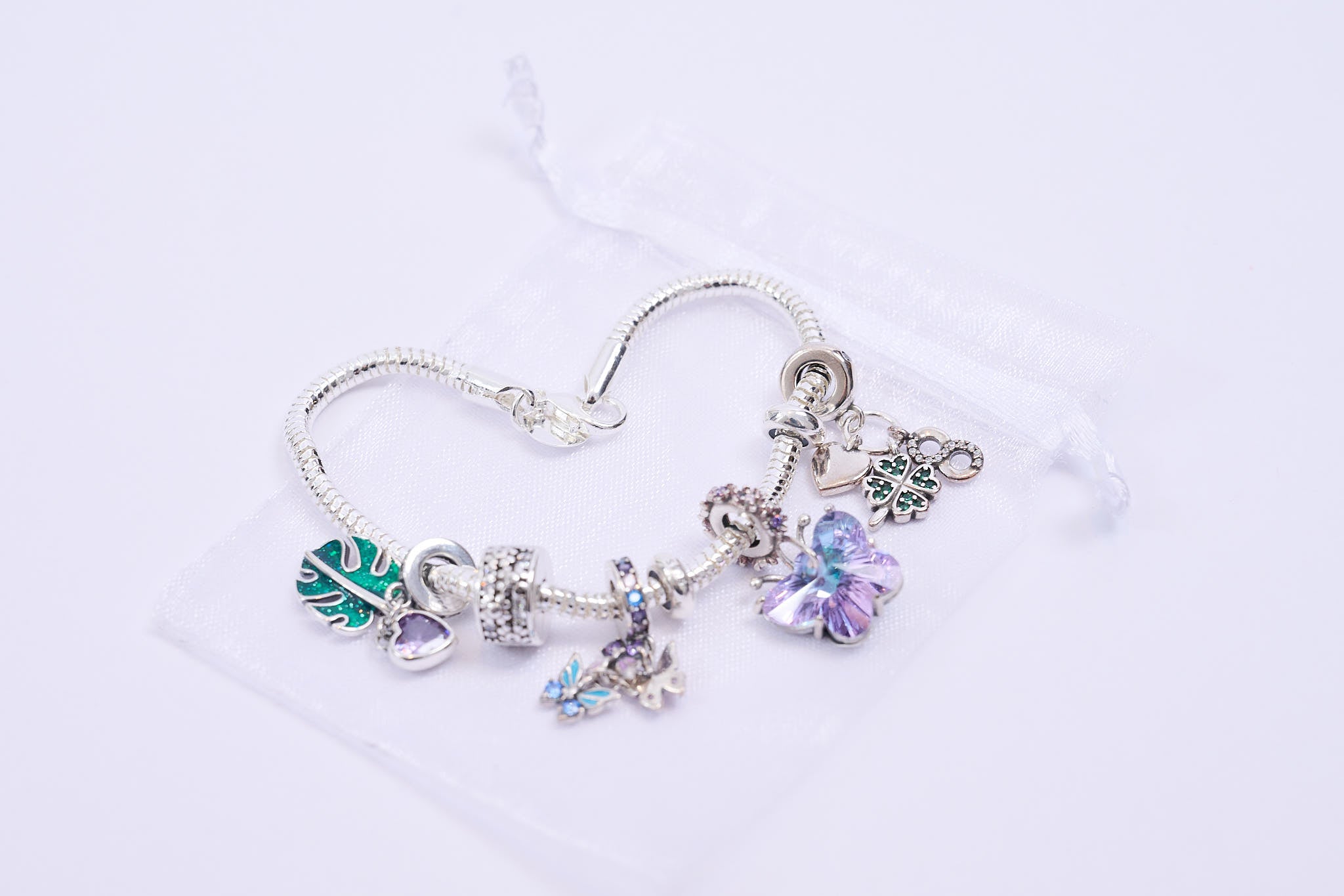 Premium Charm Armband aus Edelstahl und 925 Silber