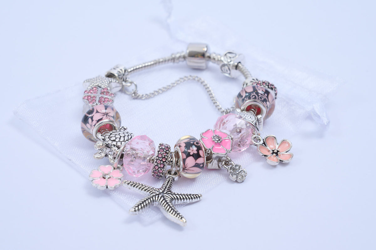 Charm Armband „Rosa Edition“ – Edelstahl