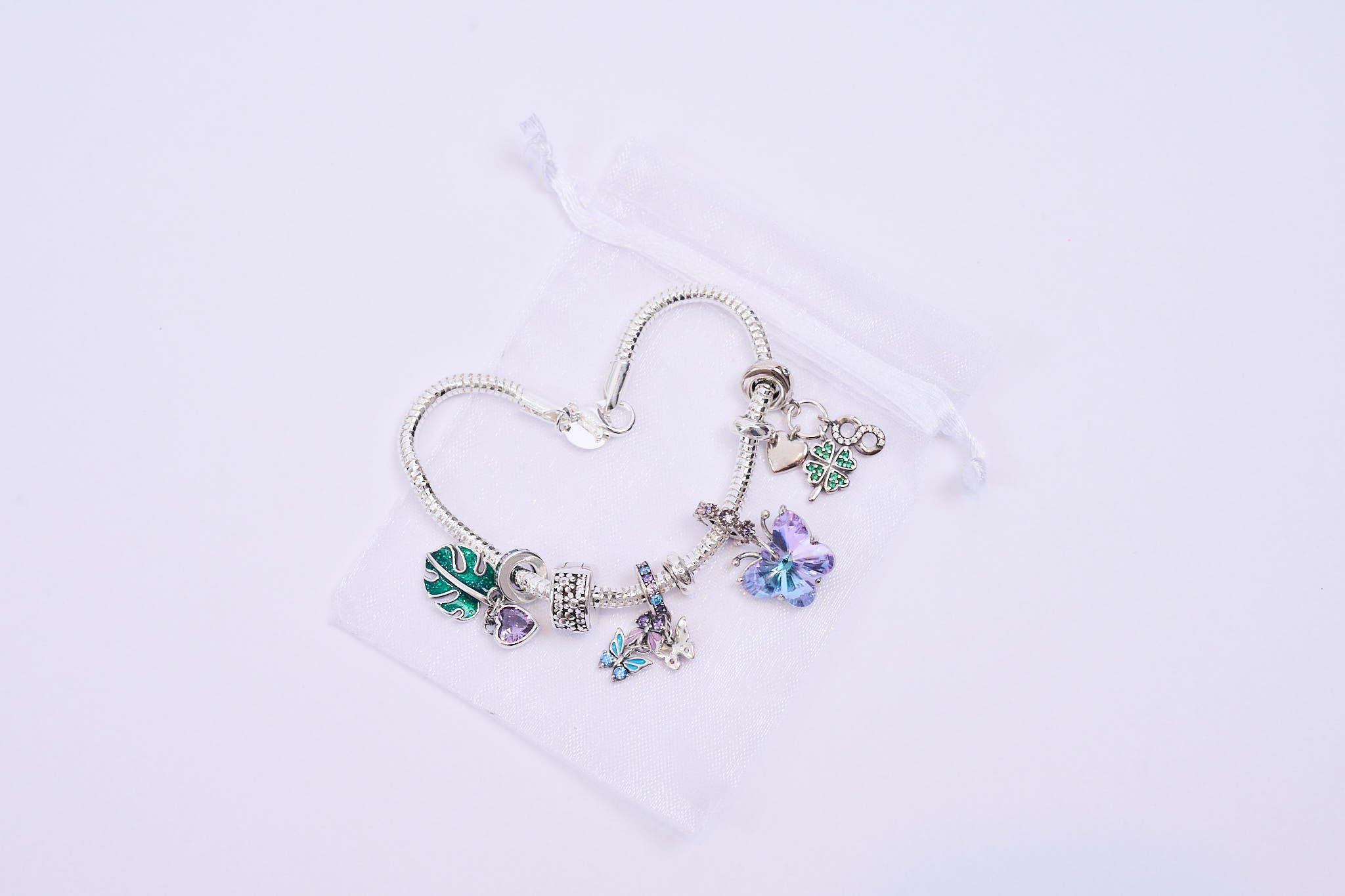 Premium Charm Armband aus Edelstahl und 925 Silber